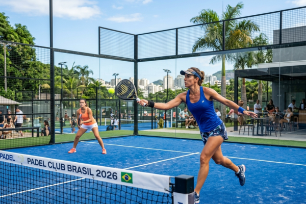 Mulheres jogando padel em 2026.